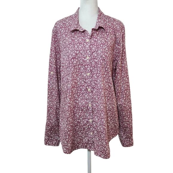 Mossimo Purple Floral Button-Up Shirt Size XXL White and Plum Floral Top - Picture 1 of 8